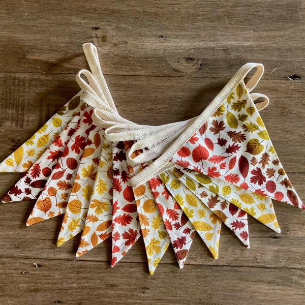 Autumn Falling Leaves Bunting, Autumn Decor, Autumn Garland, Orange, Red & Gold Leaves, 3 Sizes.