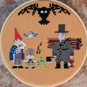 Patrón de punto de cruz de 5" Wirt, Gregory, Beatrice, Jason Funderburker, el leñador y la bestia (sobre el muro del jardín)