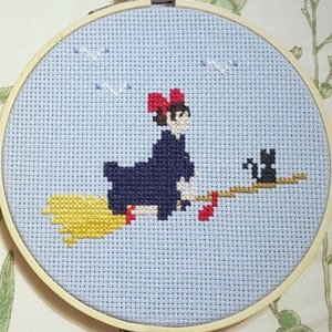 Patrón de punto de cruz de 5" Kiki y Jiji (servicio de entrega de Kiki)