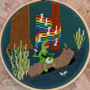 5&quot; Kermit Singing Rainbow Connection (The Muppet Movie) Cross Stitch Pattern