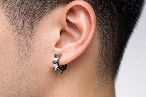 Spike Hoop Punk Earrings 4*9mm