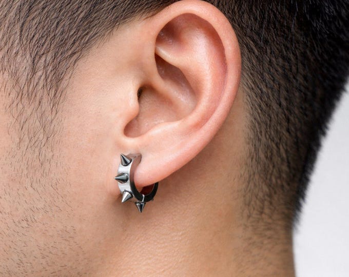 Spike Hoop Punk Earrings 4*9mm