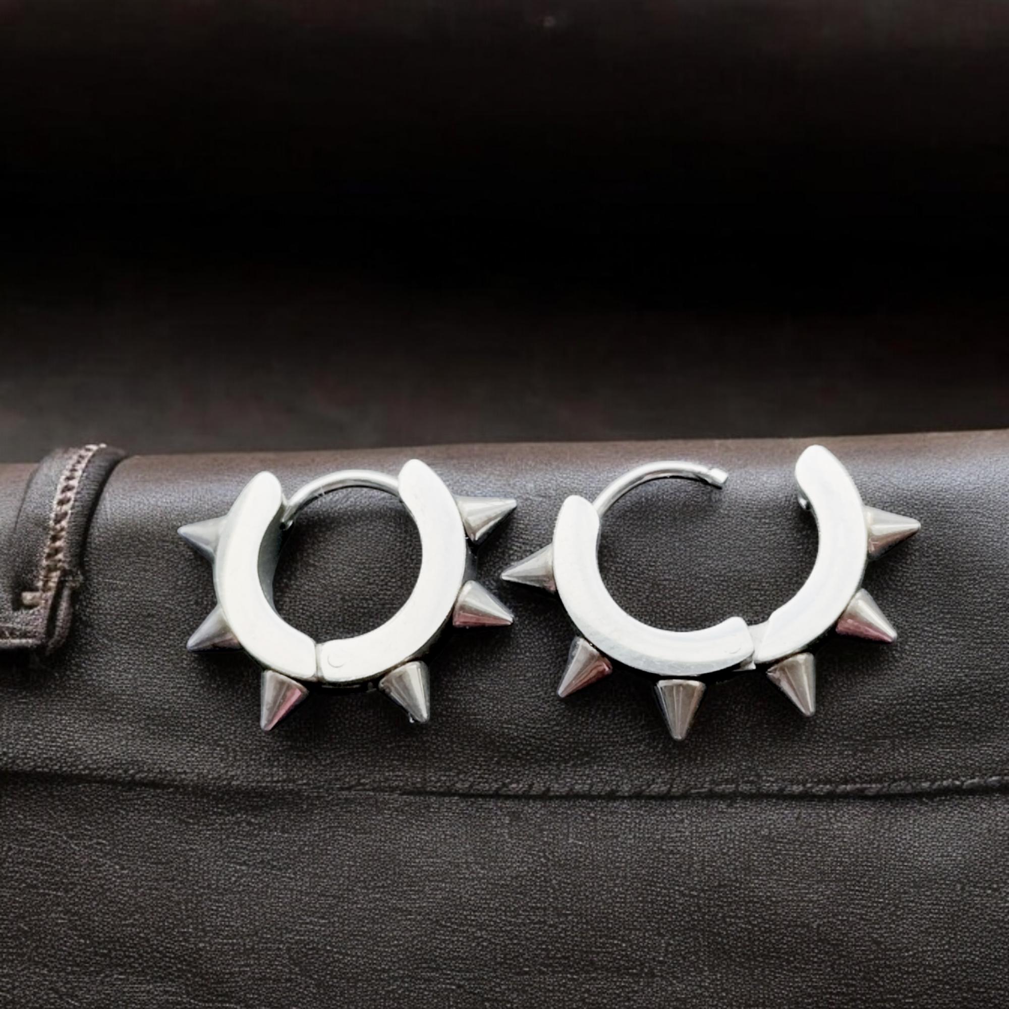 Spike Hoop Punk Earrings 4*9mm - Etsy