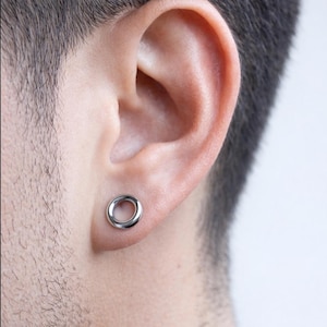 316L Surgical Steel Donut Circle Stud Earrings 8mm pair (2 pieces)