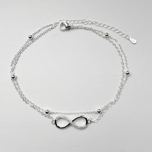 925 sterling silver infinity anklet 23cm