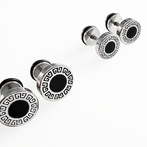Ohrstecker aus 16g Chirurgenstahl mit griechischem Schlüsselmuster in Silber
