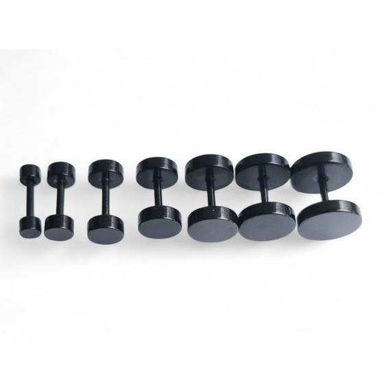 Orecchini Classici Da Uomo E Da Donna In Acciaio Chirurgico Con Borchie Nere E Chiusura A Vite - Italia - Foto 14