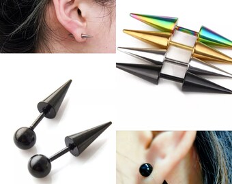 Stainless Steel Cone Spikes Stud Earrings