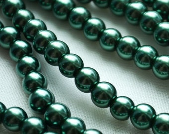 Perlas redondas verde esmeralda de 8 mm: suministros para joyería