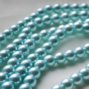 Light blue round pearl beads, 8 mm, Sky blue color pearl beads, Hight quality pearls, Imitation pearls glass beads, Jewelry making supply