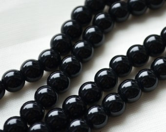 Black Pearl Beads: 8mm Round Imitation Glass Pearls, Jewelry Making Supply