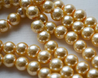 Yellow Gold Round Pearl Beads 6mm Jewelry Making Supply