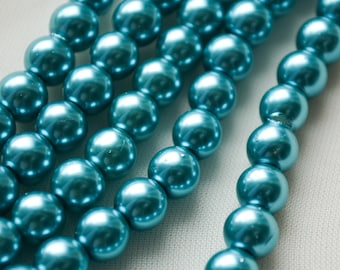 Teal Round Pearl Beads: 8mm Jewelry Making Supply