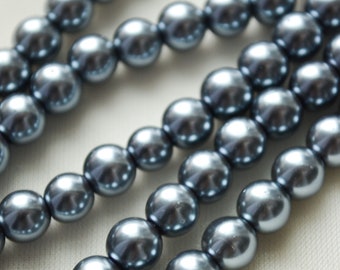 Perlas redondas de color gris oscuro de 8 mm: suministros para joyería