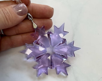 Bohemia Crystal Snowflake Sun Catcher, Light Purple Prism, Window Car Christmas Tree Decor