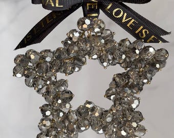 Crystal Star Suncatcher, Gray & Gold Star, Window Decor, Christmas Decor