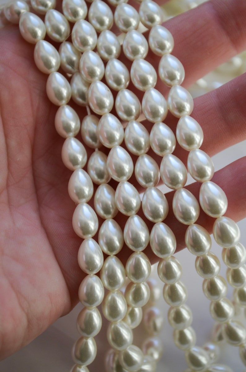 Teardrop Pearl Beads 7x9 Mm Ivory Pearls Set of 20 Beads Etsy