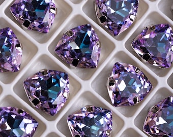 Cristal trilliant azul violeta: engaste en garra de 12 mm