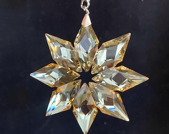 Bohemia Crystal Snowflake Sun Catcher, Amber Prism, Window Car Decor, Christmas Ornaments