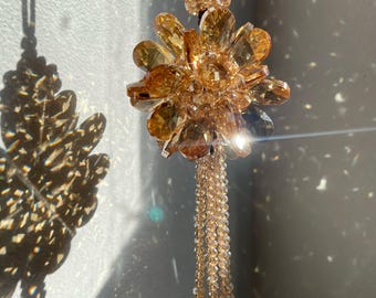 Bohemian Crystal Flower Sun Catcher, Rainbow Maker, Car Decor