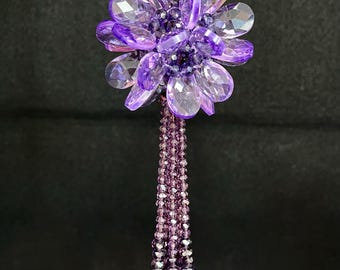 Crystal Flower Sun Catcher, Purple Bohemia Prism, Rainbow Maker, Wind Decor