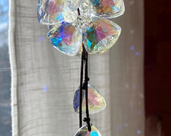 Atrapasueños de flores de cristal estilo bohemio: prisma de ventana arcoíris