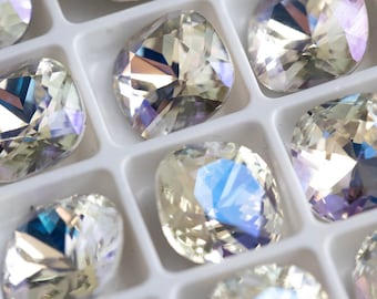 Moonlight Square Cushion Rhinestone, 10mm Glass Crystal
