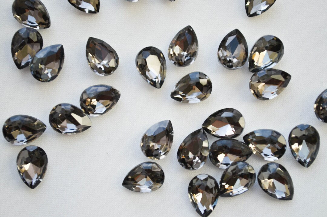 Black Teardrop Rhinestones: Gray Glass Crystals for Jewelry (7x10mm ...
