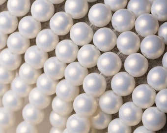 Creamy White Glass Pearl Beads, Baking Painted, Pearlized Style, Round shape 8mm