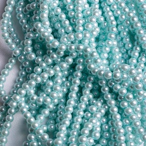 Light blue round pearl beads, 6 mm, blue color pearl beads, Hight quality pearls, Imitation pearls glass beads, Jewelry making supply