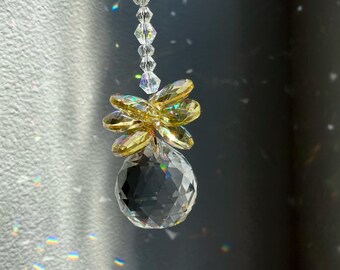 Prisma de cristal atrapasol: Creador de arcoíris bohemio, amuleto para espejo de coche