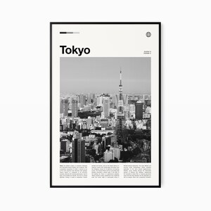 Impressão de pôster de Tóquio - Impressão em preto e branco - Poster de viagens de meados do século - Tóquio, Japão - Impressão, emoldurado ou download digital