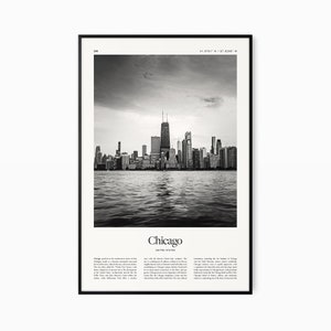Chicago Poster Print - Impressão em preto e branco - Pôster de viagem vintage - Chicago, EUA - Impressão, emoldurada ou download digital