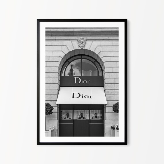 Dior Store Front Print - Black and White Print - Fashion Art Print, Dior Fashion Wall Art, Designer Fashion Poster, Fashion Wall Art Gifts