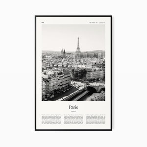 Impressão de pôster de Paris - Impressão em preto e branco - Poster de viagens vintage - Paris, França - Impressão, emoldurado ou download digital
