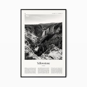 Impressão de pôster de Yellowstone - Impressão em preto e branco - Poster de viagens vintage - Yellowstone, Wyoming - Impressão, emoldurado ou download digital