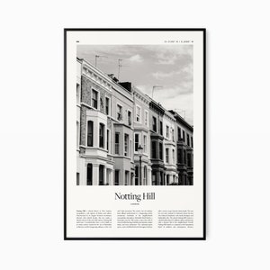 Impressão de pôster de Notting Hill - Impressão em preto e branco - Poster de viagens vintage - Londres - Impressão, emoldurado ou download digital