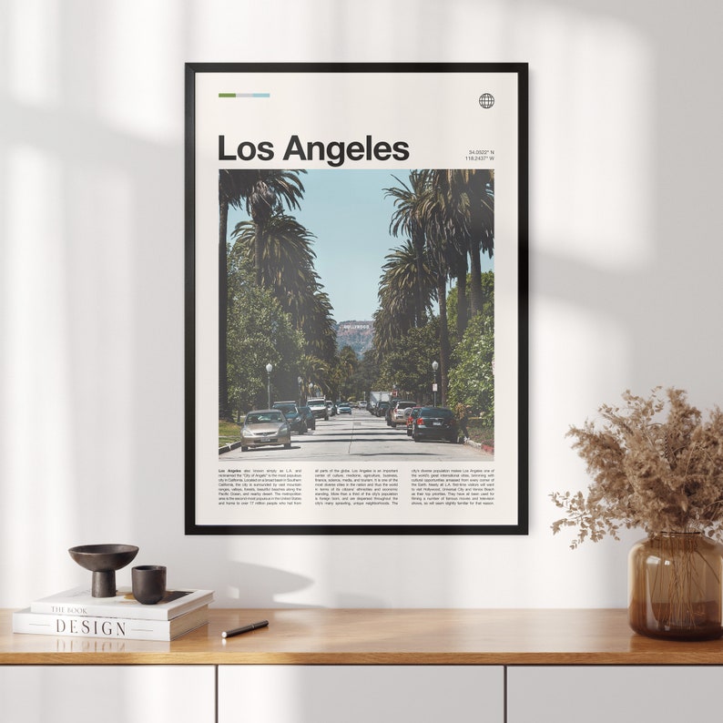 Los Angeles Print Mid Century Poster Print Los Angeles Etsy
