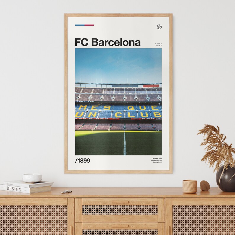 Produktbild von Displate FC Barcelona Metallposter – 32x45cm, Offiziell Lizenziert, Mit Magnet