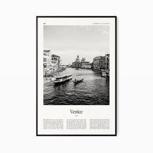 Impressão de pôster de Veneza - Impressão em preto e branco - Poster de viagens vintage - Veneza, Itália - Impressão, emoldurado ou download digital
