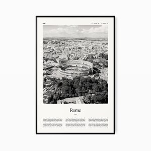 Impressão de pôster de Roma - Impressão em preto e branco - Poster de viagens vintage - Roma, Itália - Impressão, emoldurado ou download digital