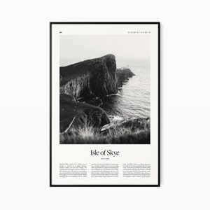 Impressão de pôster da Ilha de Skye - Impressão em preto e branco - Pôster de viagens vintage - Ilha de Skye, Escócia - Impressão, emoldurado ou download digital