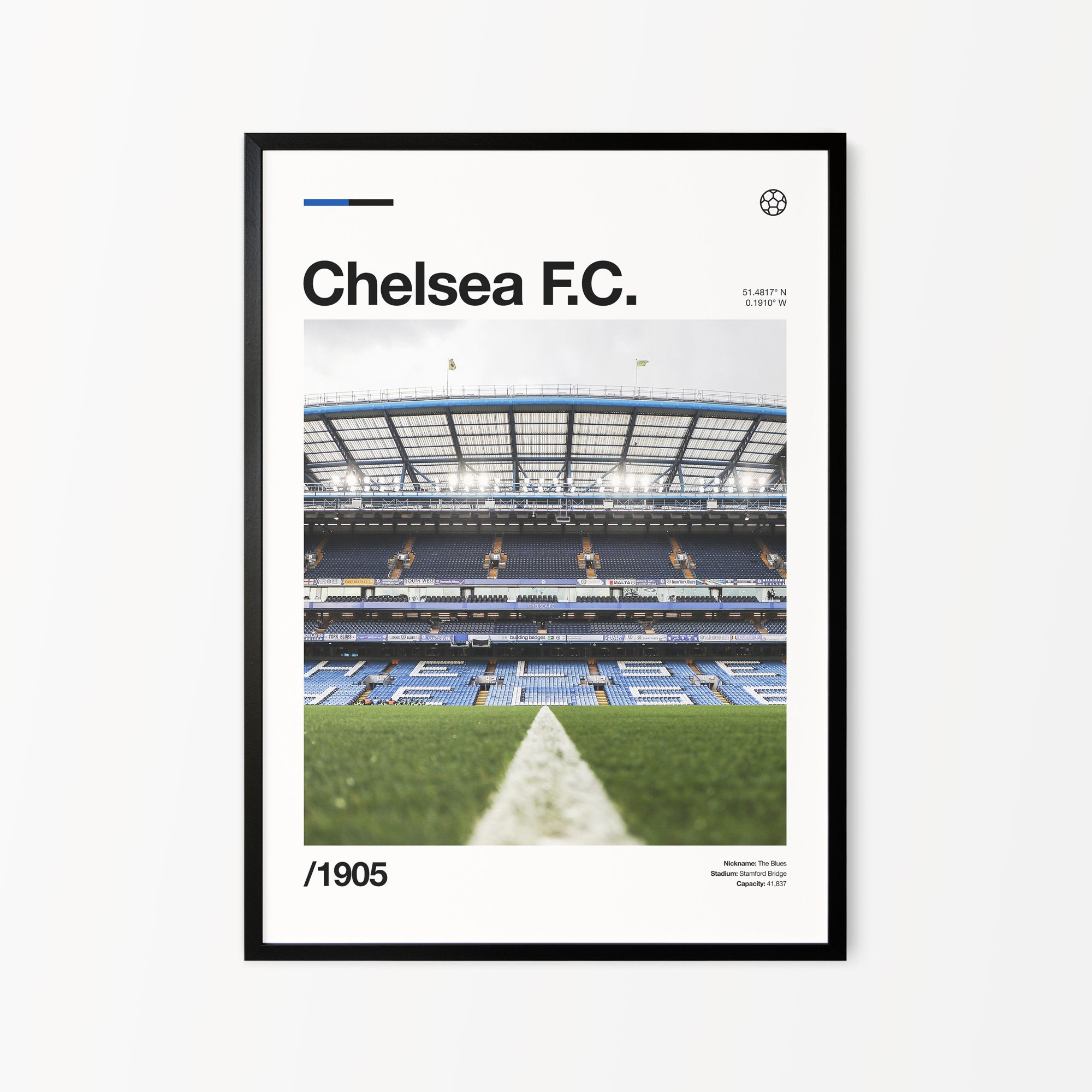 Chelsea, Stamford Bridge, retro art design print poster