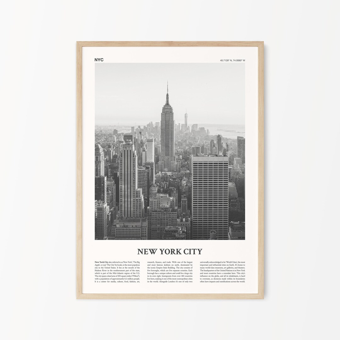 New York City Print Black & White Poster Print NYC Wall Art New York