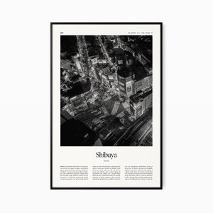 Impressão de pôster de Shibuya - Impressão em preto e branco - Poster de viagens vintage - Shibuya, Tóquio - Impressão, emoldurado ou download digital