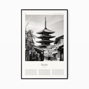 Impressão de pôster de Kyoto - Impressão em preto e branco - Poster de viagens vintage - Kyoto, Japão - Impressão, emoldurado ou download digital