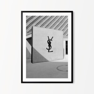 Yves Saint Laurent Museum - Schwarzweißdruck - Mode Kunstdruck, YSL Wandkunst, Designer Mode Poster, Mode Wandkunst Geschenke