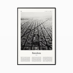 Impressão de pôster de Barcelona - Impressão em preto e branco - Poster de viagens vintage - Barcelona, Espanha - Impressão, emoldurado ou download digital