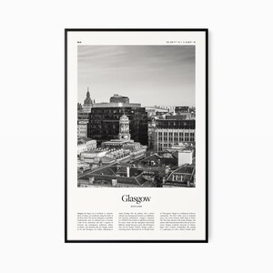 Impressão de pôster de Glasgow - Impressão em preto e branco - Poster de viagens vintage - Glasgow, Escócia - Impressão, emoldurado ou download digital