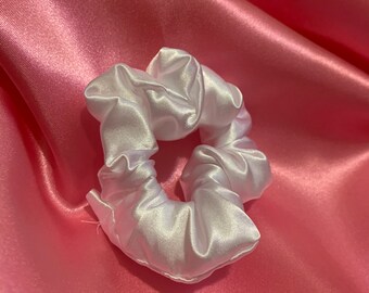 White Silk Scrunchie